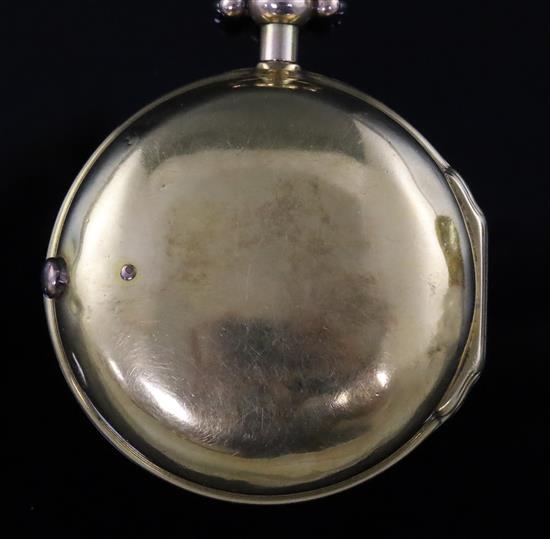 Eardley Norton, London, a George III gold pair-cased keywind cylinder pocket watch, No. 3019, the case dated 1772,